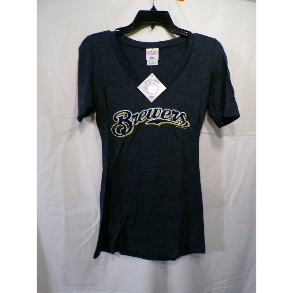 Campus Lifestyle Women's M Navy Brewers V Neck T Shirt Cooperstown